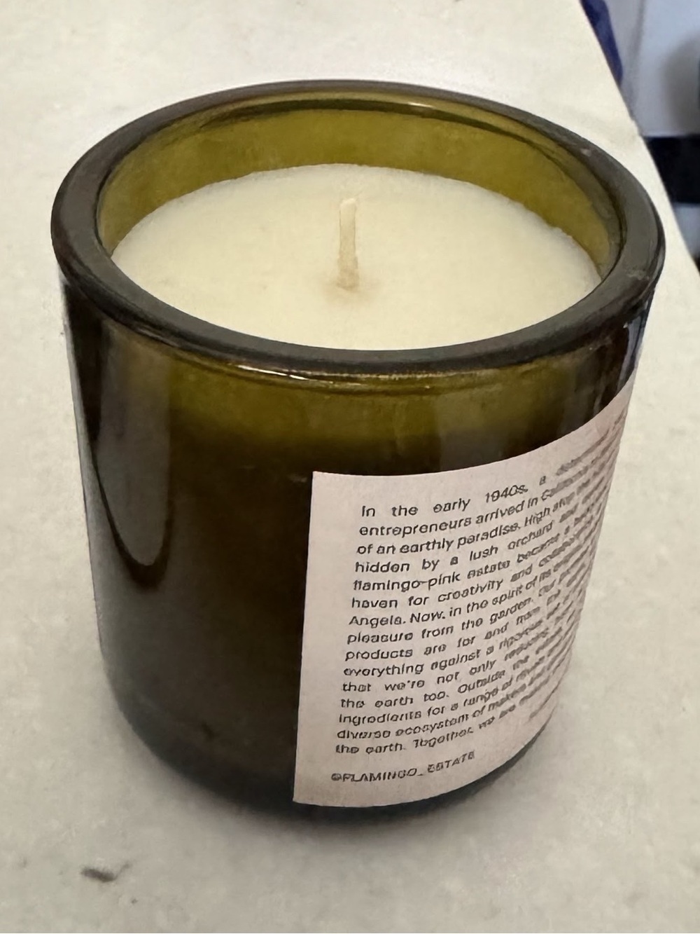 Flamingo Estate Adriatic Muscatel Sage Candle - Green Glass Jar 8oz - Picture 3 of 4